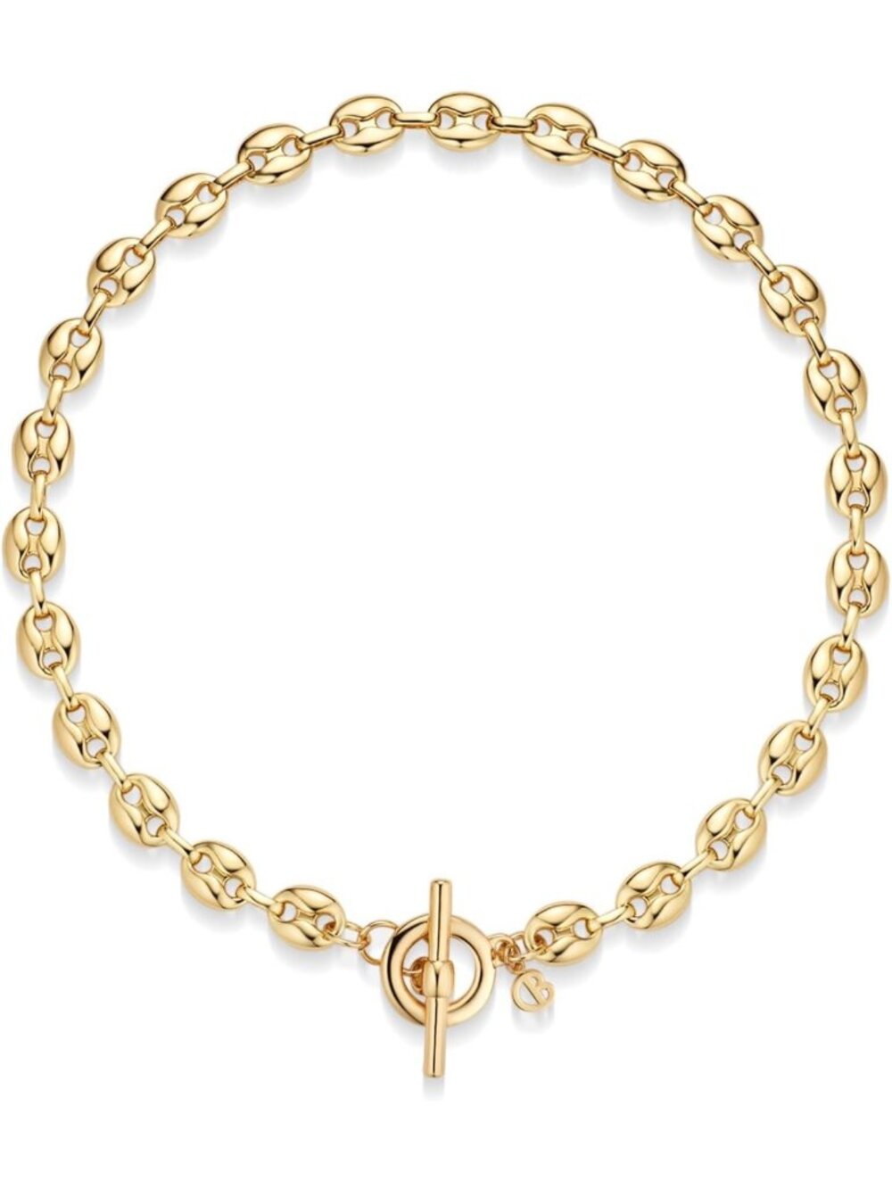 Chunky Silver Plated Necklace for Women, 18" Link Chain with Toggle Clasp